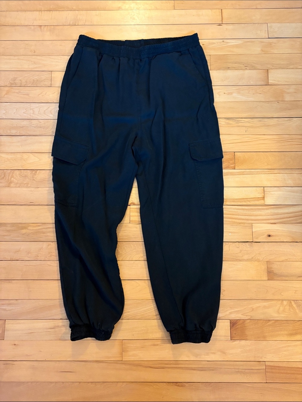 Black Women's Cargo Joggers with Elastic Waist